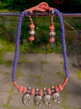 Rajasthan Necklace and Earrings - "Gajre" (Mango Beads)